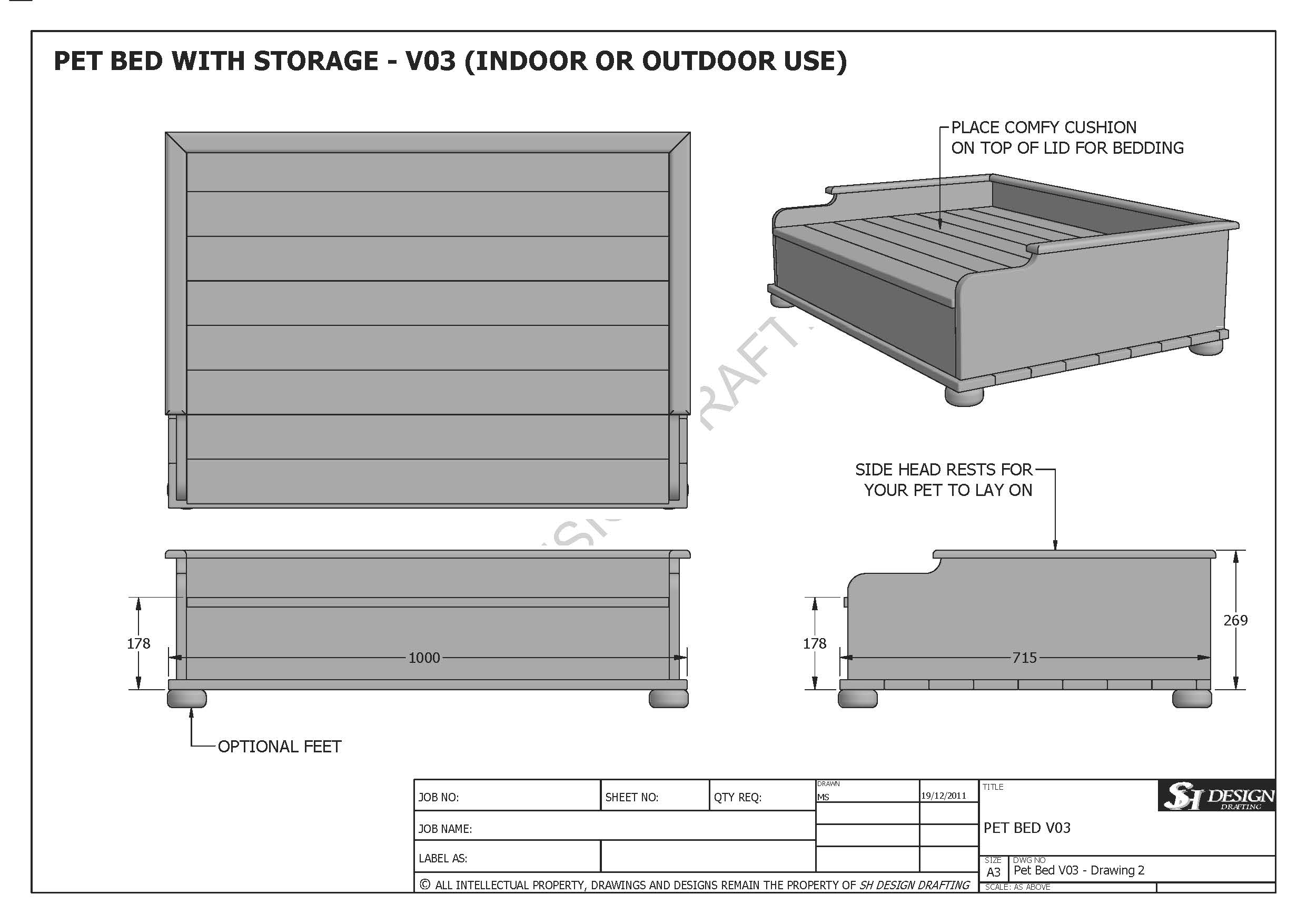 (BUILDING PLANS) FOR DOG & CAT PET BEDS 3 SIZES Build Your Own